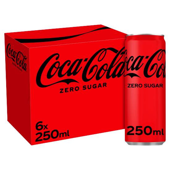 Coca-Cola Zero Sugar Soft Drink (6ct, 250ml)