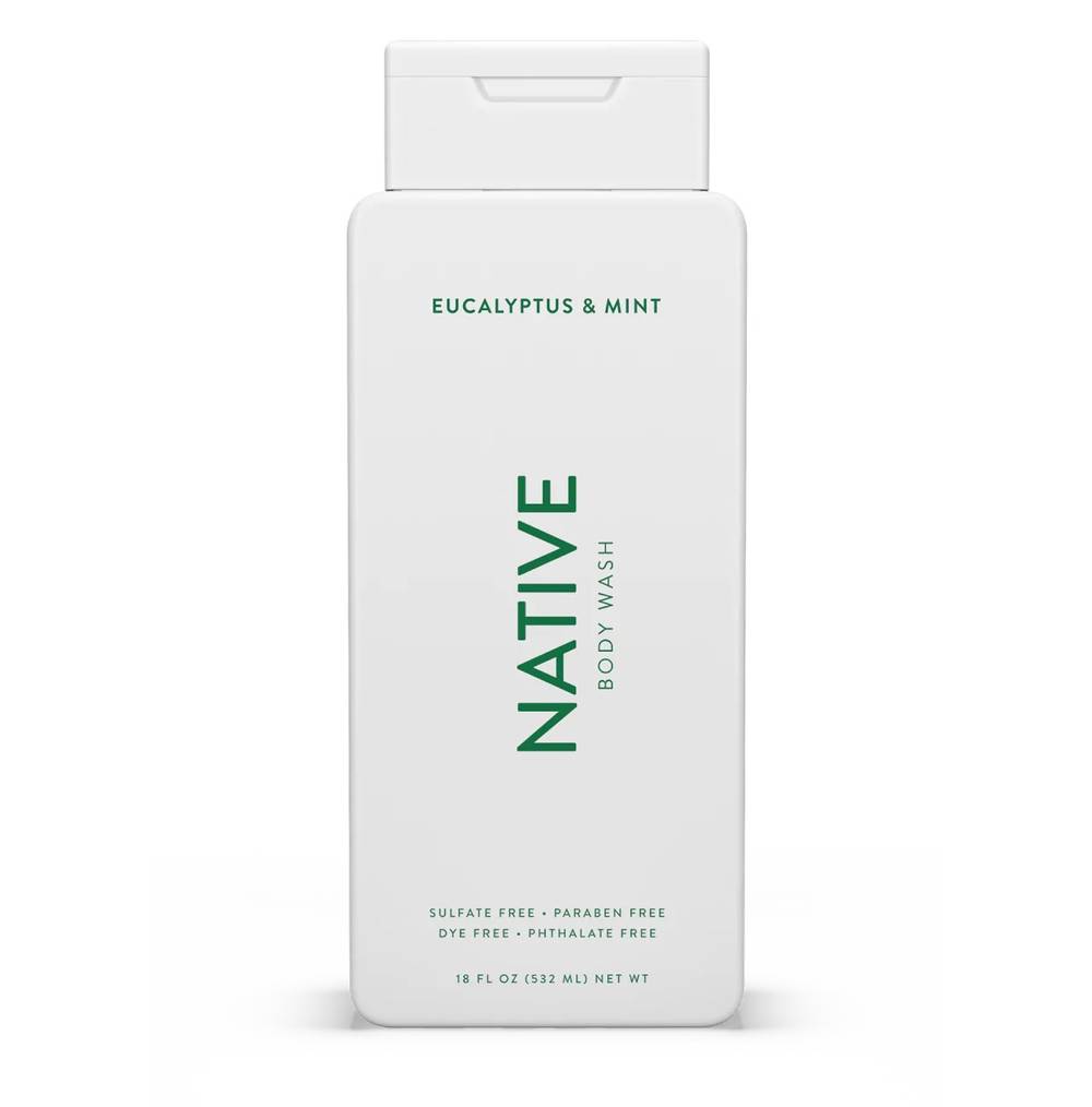 Native Natural Sulfate Free Body Wash Eucalyptus and Mint (18 oz)