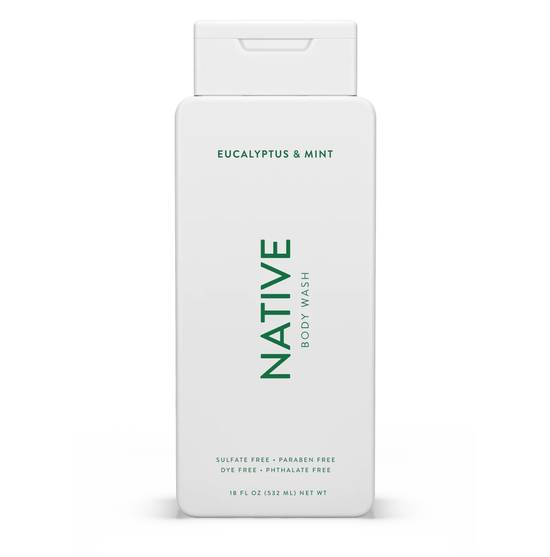 Native Natural Sulfate Free Body Wash Eucalyptus and Mint (18 oz)
