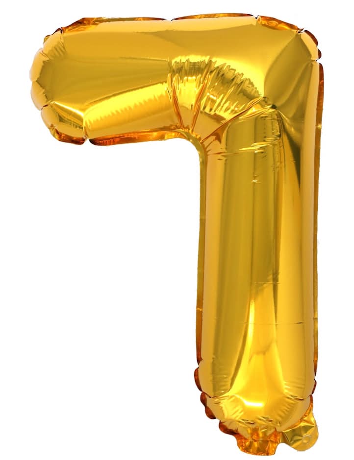Kaleidoscope Number 7 Foil Balloons, 14 in, Gold