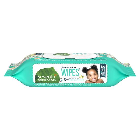 Thick and Strong Baby Wipes with Flip Top Dispenser Free and Clear (64 ct)