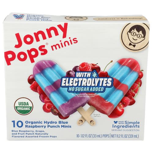 JonnyPops Organic Hydro Blue Raspberry Punch Mini Electrolyte Bars 10 Pack