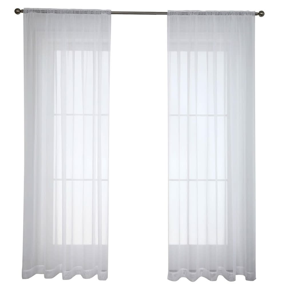 Windoware 120 x 213cm White Coco Rod Pocket Curtain - 1 Pack