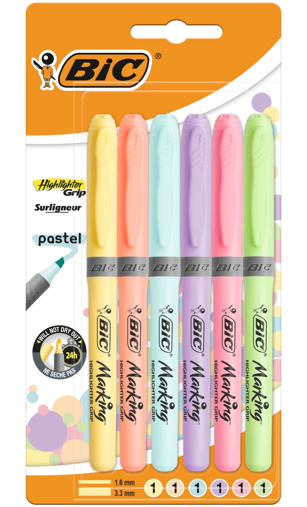 Marcadores Pastel 6 unidades Bic