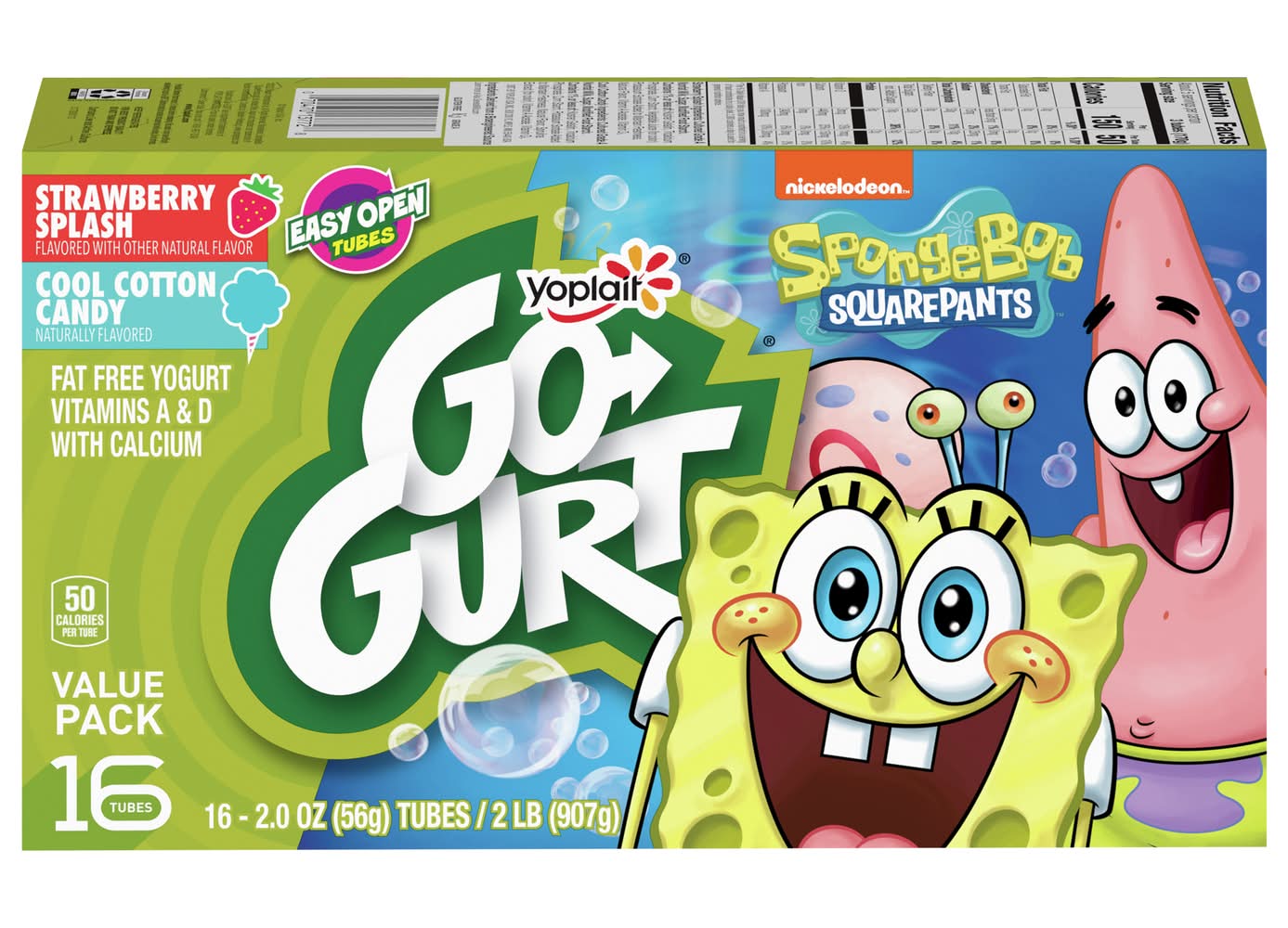 Go-Gurt Splash & Cool Yogurt, Strawberry-Cotton Candy (32 oz, 16 ct)