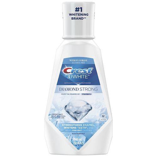 Crest 3D White Luxe Diamond Strong Anticavity Fluoride Whitening Mouth Rinse Clean Mint - 32.0 fl oz