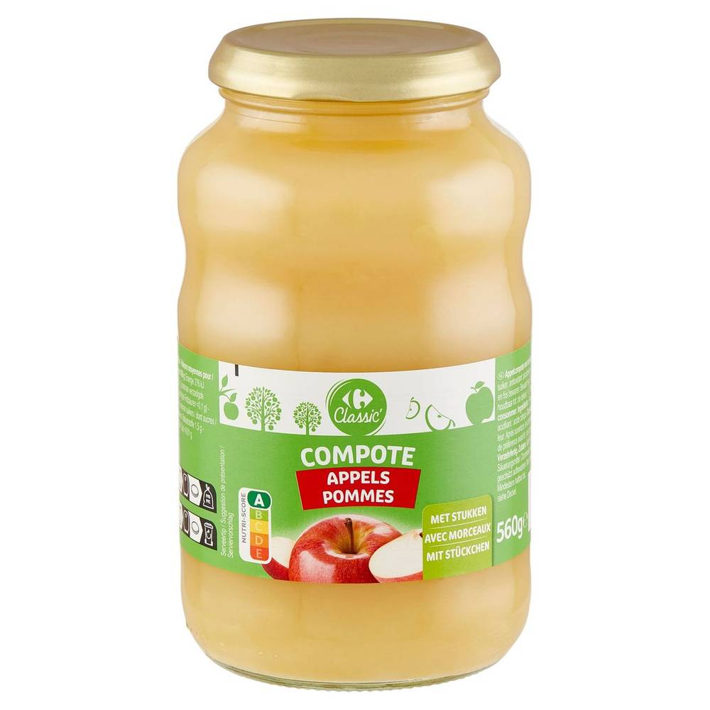 Carrefour Classic'' Compote Pommes avec Morceaux 560 g