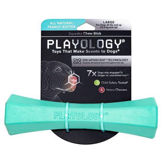 Playology® Squeaky Scented Chew Stick Dog Toy - Peanut Butter (Color: Blue, Size: Large)