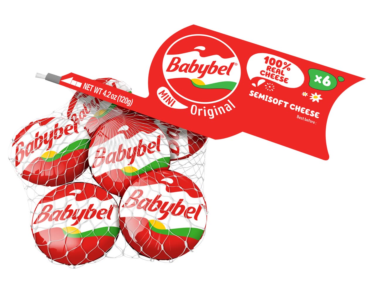 Babybel Original Mini Semisoft Cheese Chunks (6 x 0.7 oz)