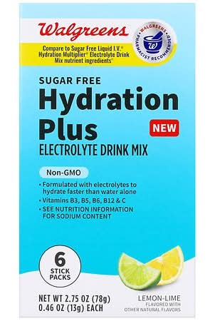 Walgreens Sugar Free Hydration Plus Electrolyte Drink Mix, Lemon-Lime (6 x 0.46 oz)