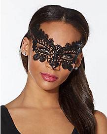 Black Lace Flower Eye Half Mask