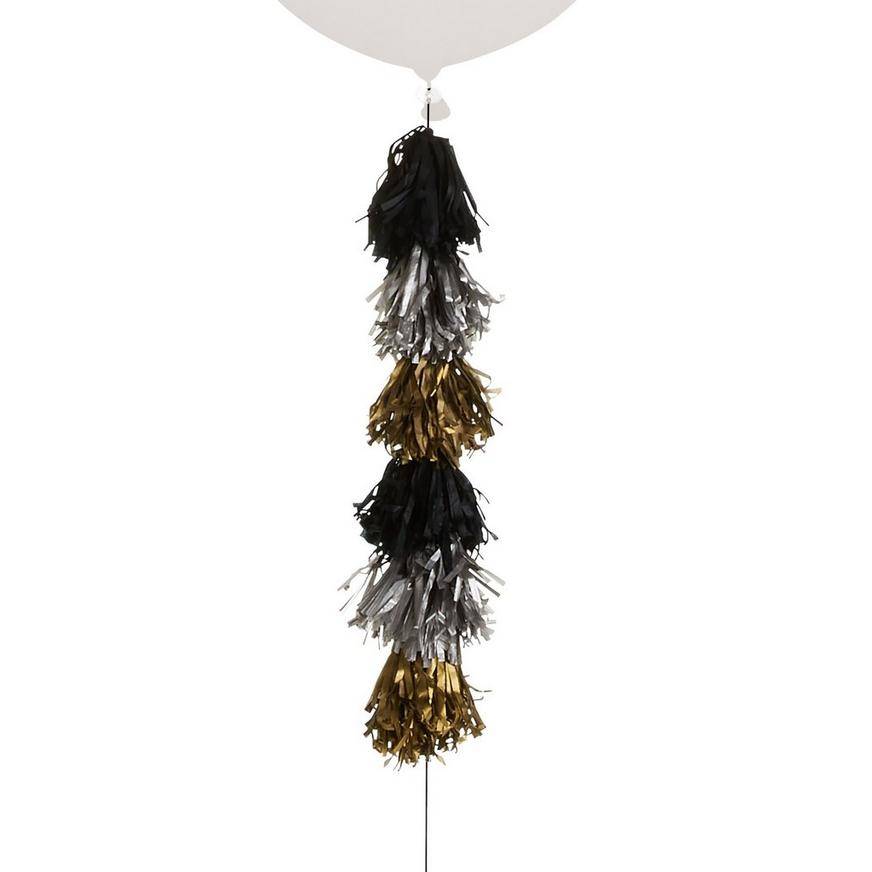 Black, Silver Gold Tassel Balloon Weight Tail