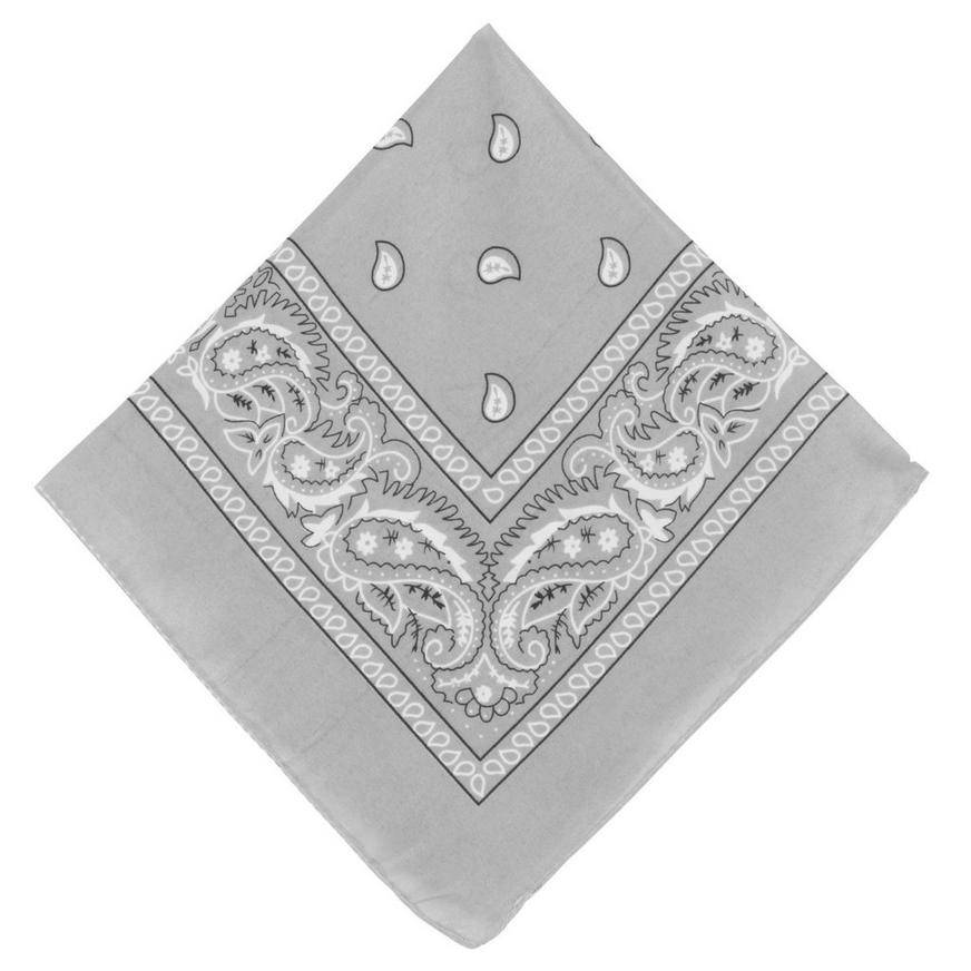 Party City Paisley Bandana (20in x 20in/silver)