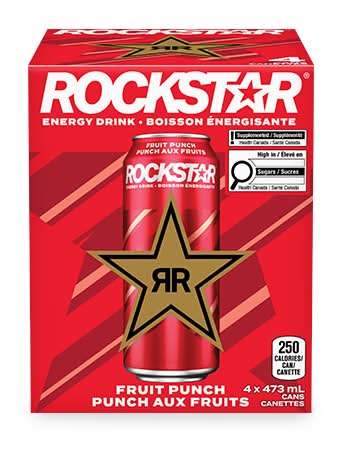Rockstar Energy Drink, Fruit Punch (4 x 473 ml)