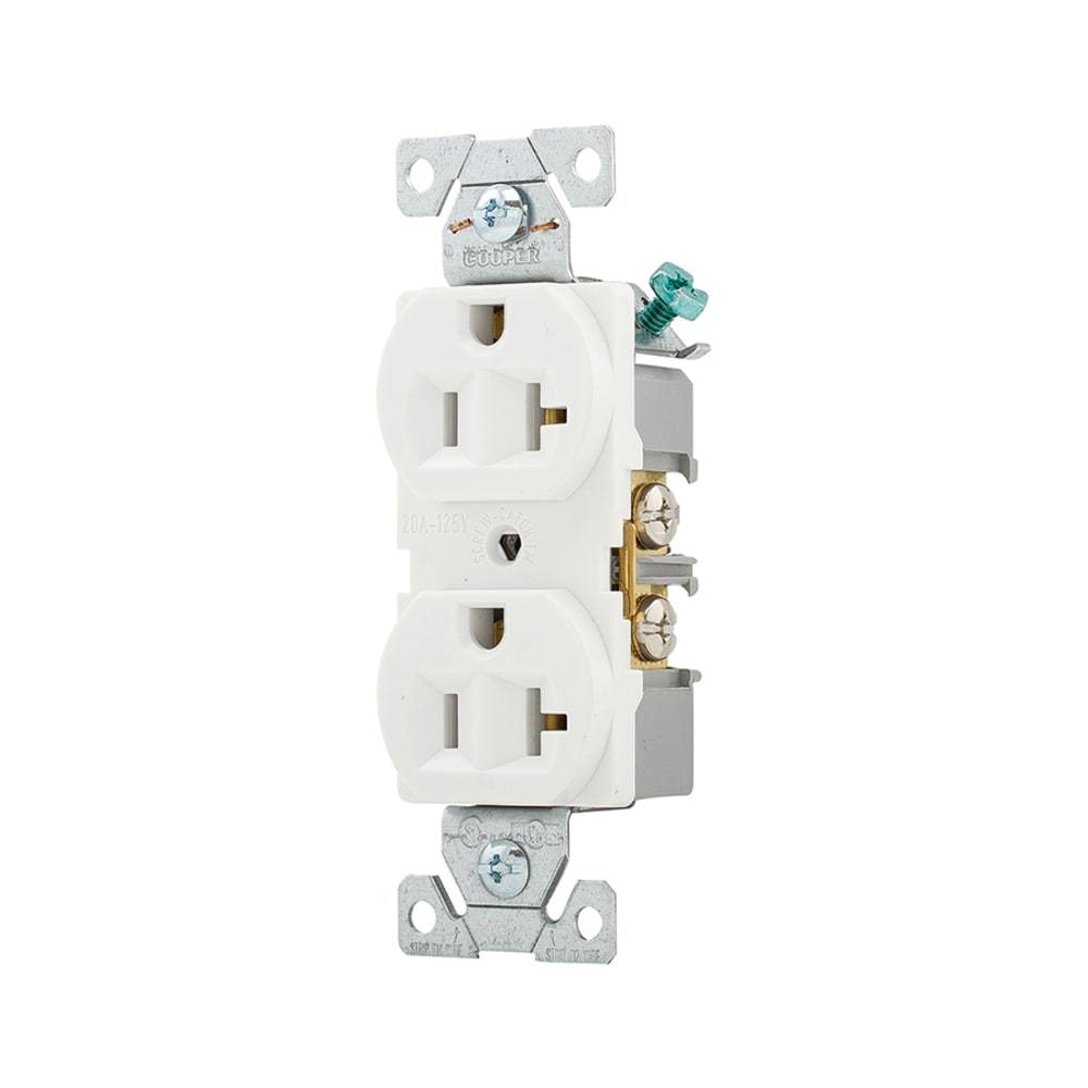 Eaton 20-Amp 125-volt Commercial Duplex Outlet, White | BR20W-SP-LW