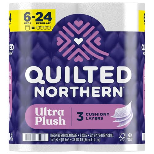 Quilted Northern Ultra Plsh Bathroom Tissue Rolls, 3.8x4 in (6 ct)