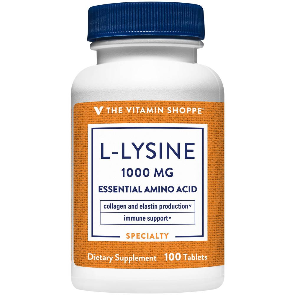 L-Lysine - Essential Amino Acid - Collagen & Elastin Production - 1,000 Mg (100 Tablets)