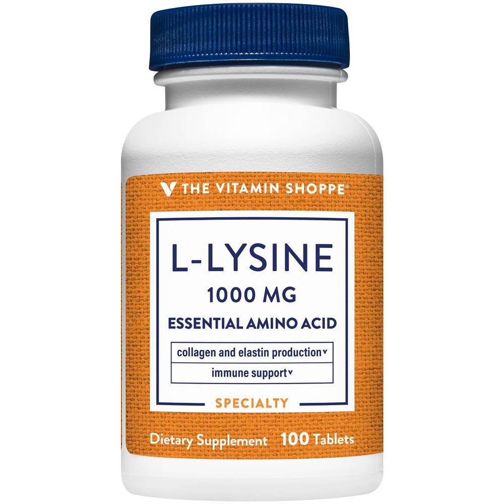 The Vitamin Shoppe L Lysine Essential Amino Acid Collagen & Elastin Production 1000 mg Capules