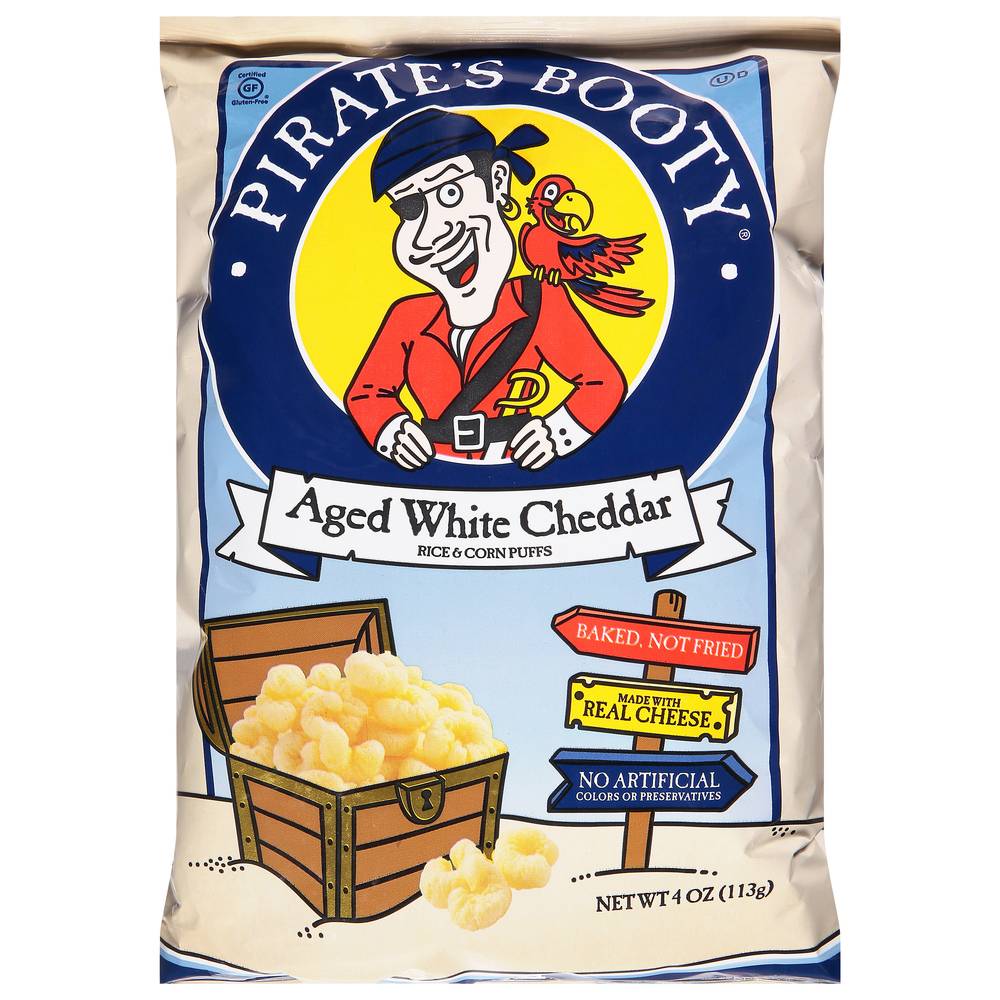 Pirate's Booty Rice and Corn Puffs, Aged White Cheddar (4 oz)