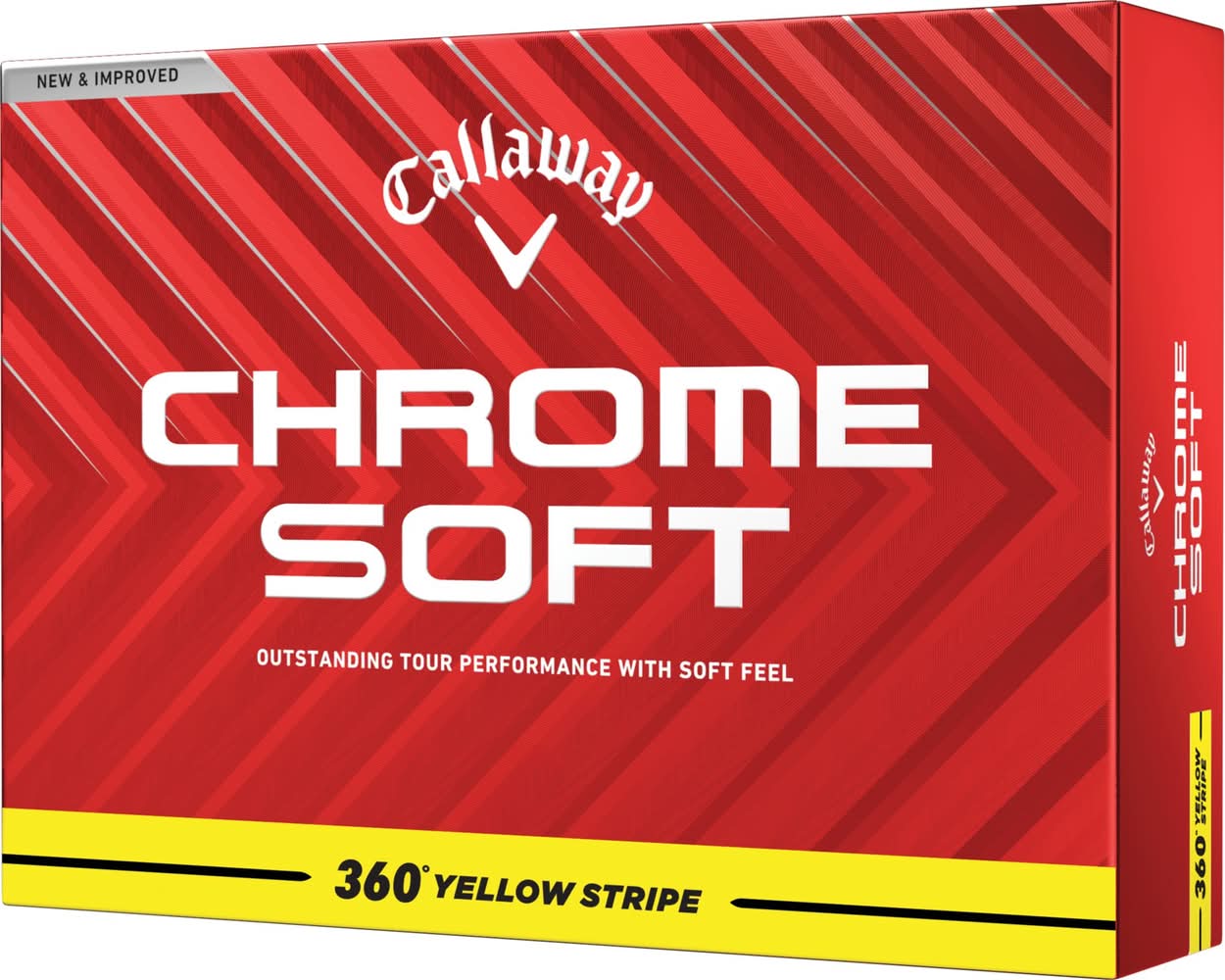 Callaway Chrome Soft 360 Stripe Golf Balls, White-Yellow