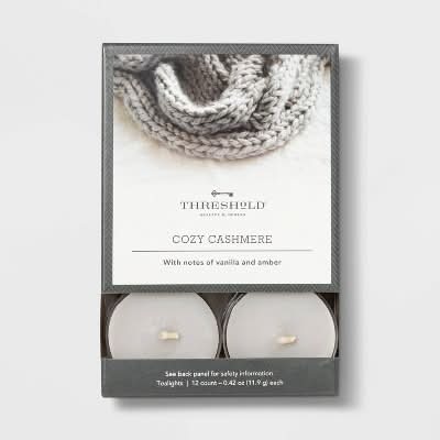 Threshold Tealight Cozy Cashmere Candle, Assorted (12 x 0.42 oz)