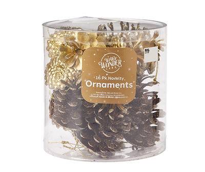 Gold Dusting Pinecone Ornaments, 16-Pack