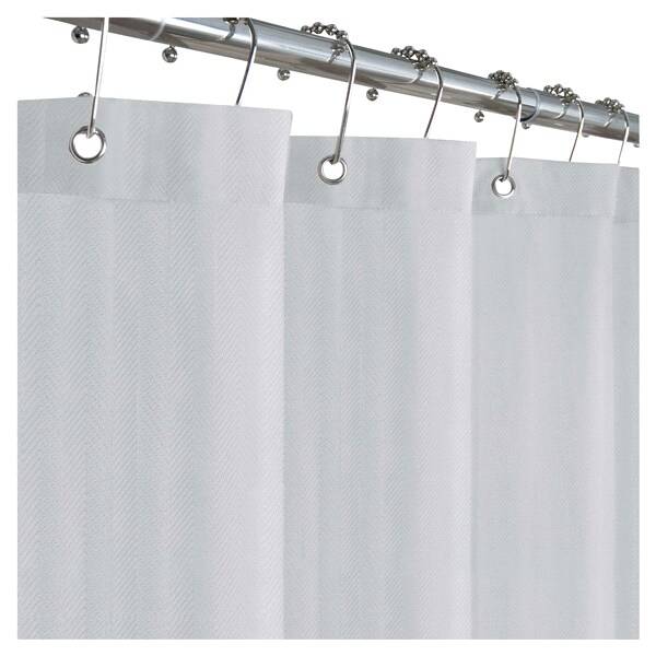 Zenna Home Herringbone Waterproof Fabric Shower Curtain or Liner, Silver