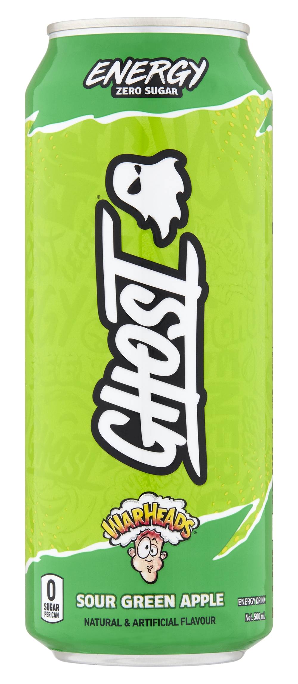 GHOST ENERGY Warheads Energy Drink, Sour Green Apple (500mL)