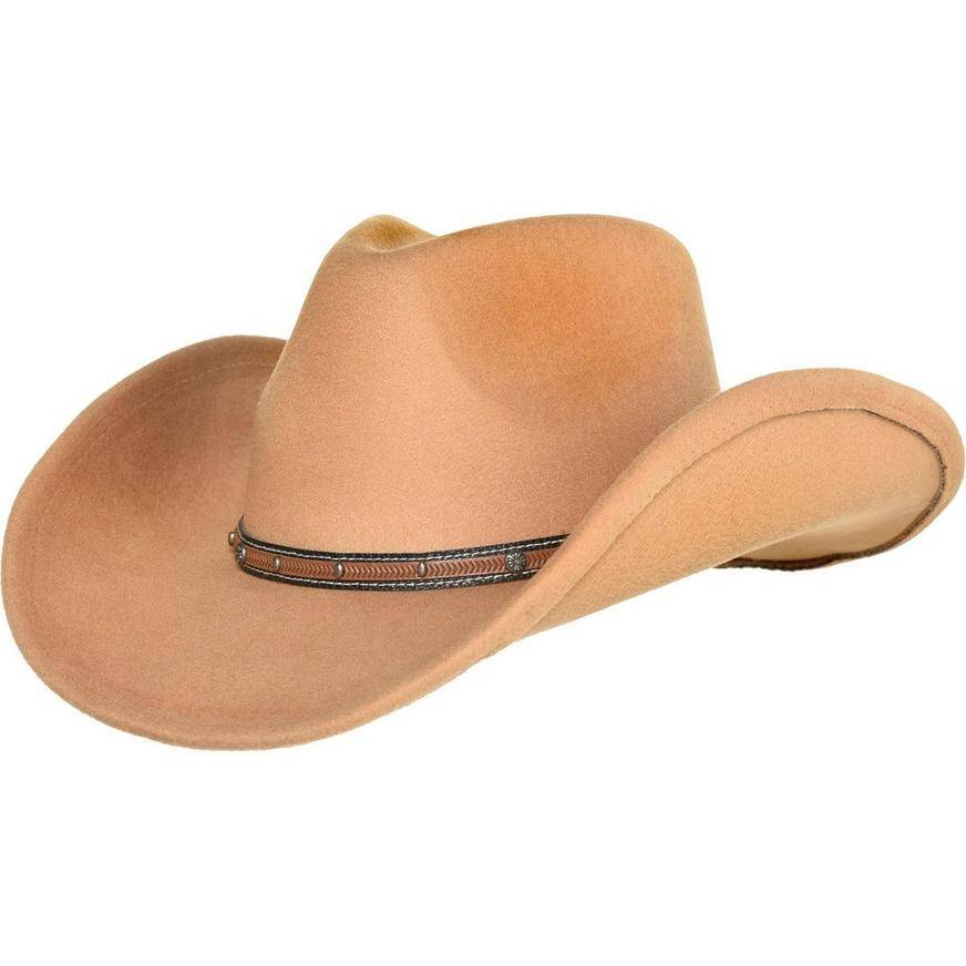 Party City Cowboy Hat With Faux Leather Trim (tan)