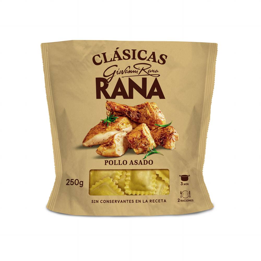 Pastas clasicas de ravioli y pollo asado · Rana (250 g)