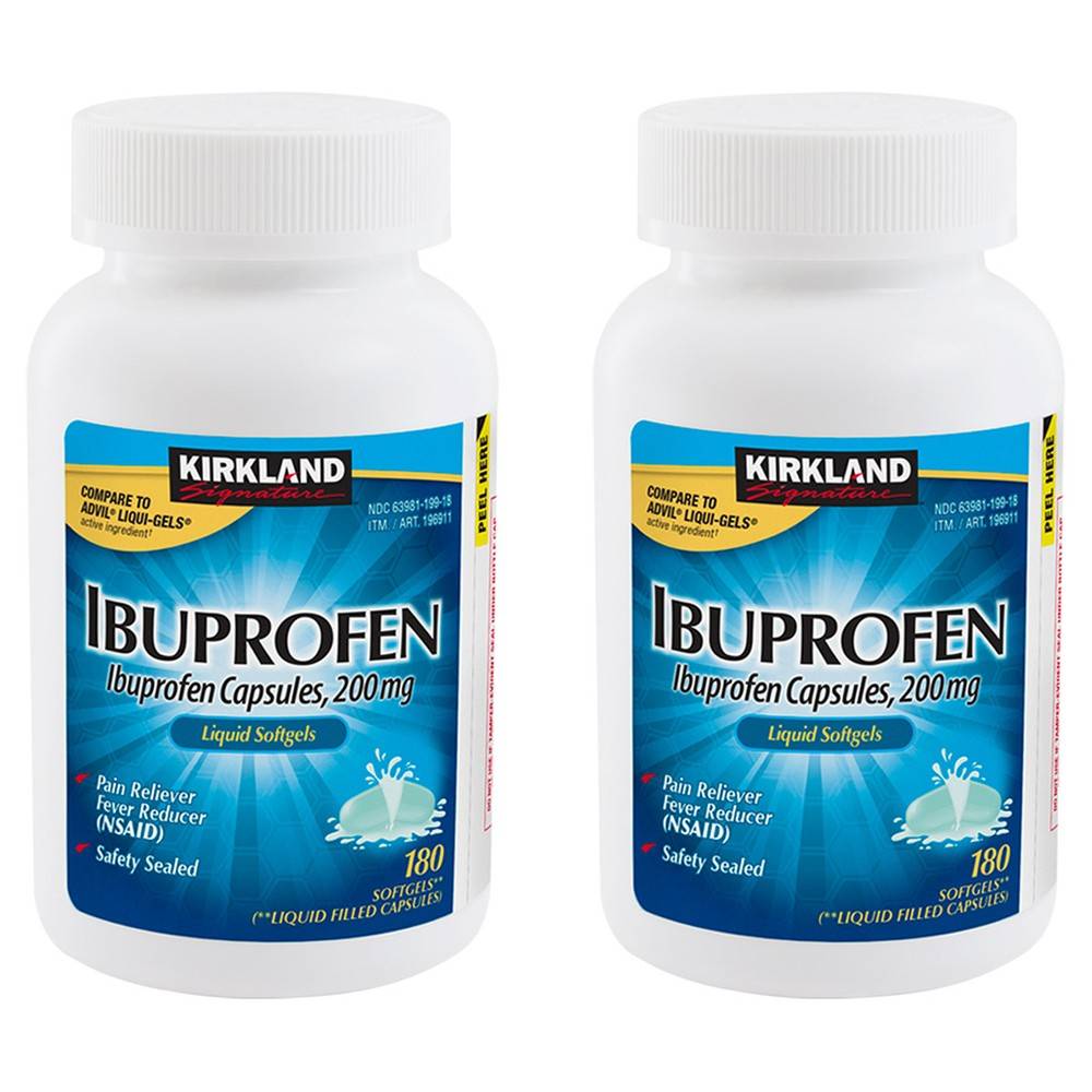 Kirkland Signature Ibuprofen Liquid Filled Capsules 200 mg (2 x 180 ct)