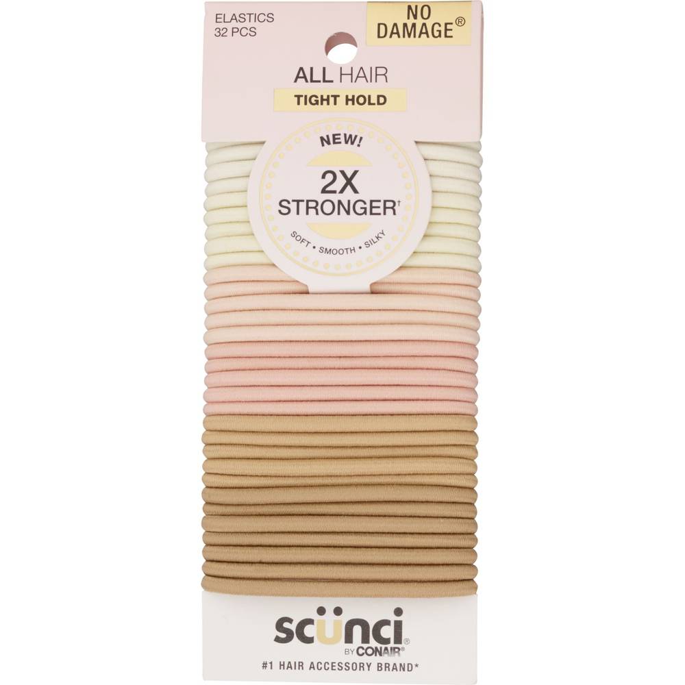 Scunci Tight Hold No Damage Elastics, Blonde, 32 Ct