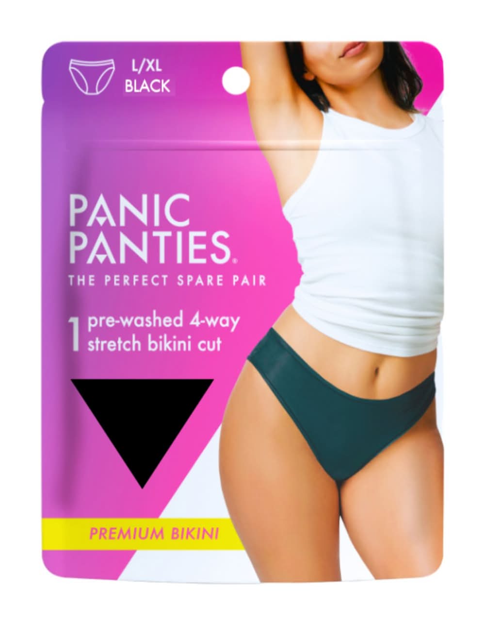 Panic Panties Premium Bikini, L-XL, Black