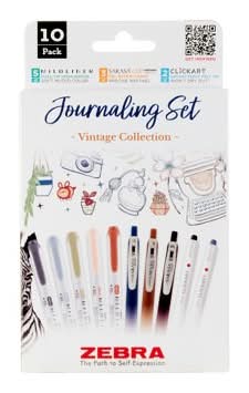12pk Zebra Vintage Journaling Marker Set