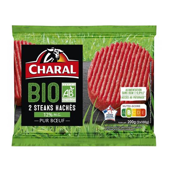 Steak haché Bio 12% matières grasses Charal 2x100g