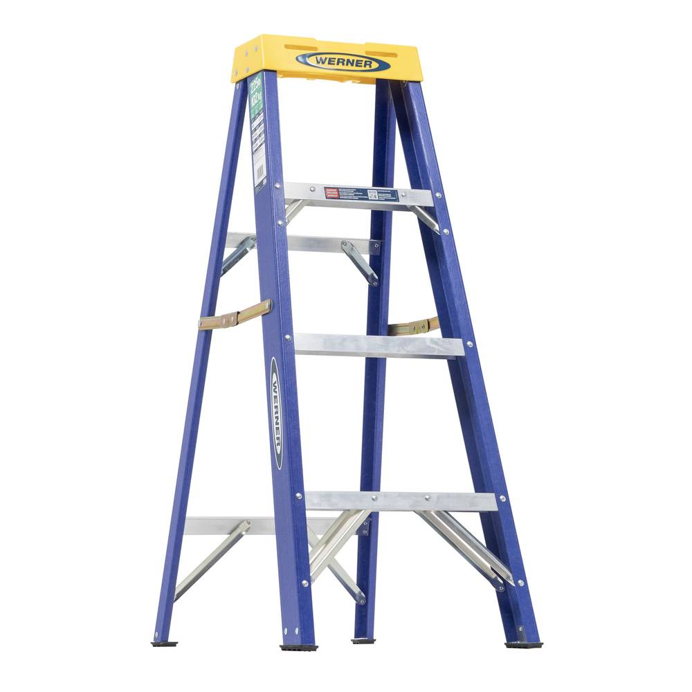 Werner FS200 4-ft Fiberglass Type 2- 225-lb Load Capacity Step Ladder | FS204X9216