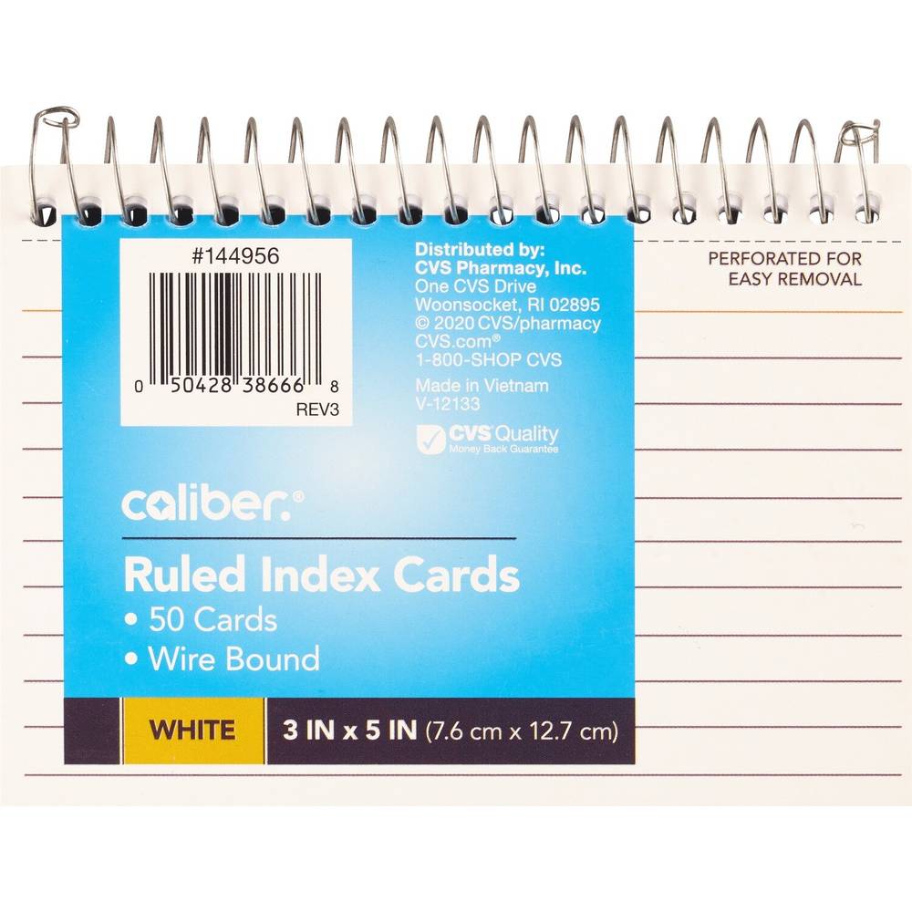 Caliber Ruled Index Cards 3 X 5 in, 50 ct