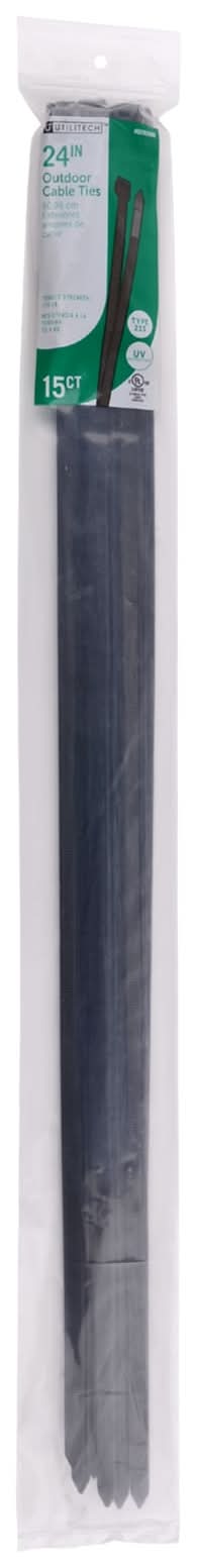 Utilitech 24-in 180-lb Tensile Strength Nylon Standard zip ties Black with UV Protection 15 -Pack