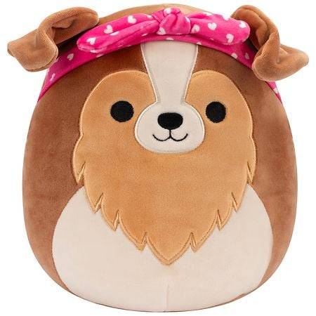 Squishmallows Sheltie With Heart Bandana Plush, 5 Inch, Brown