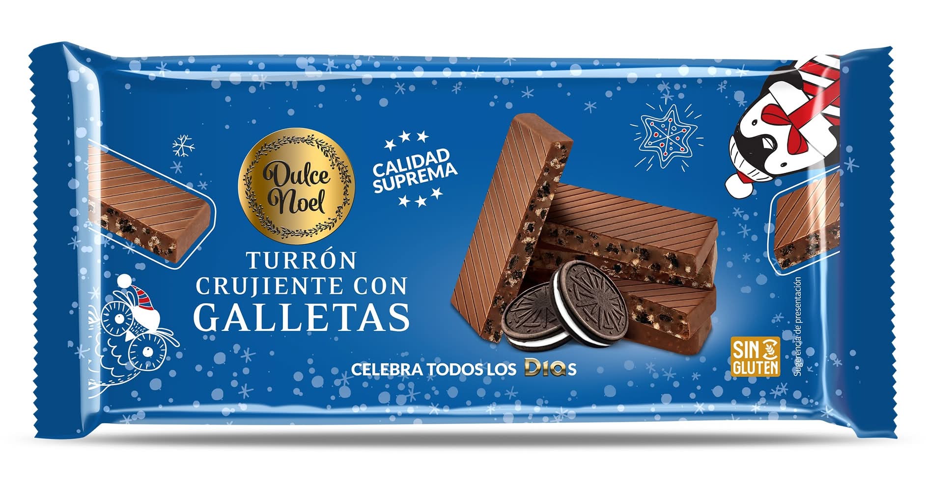 Turrón Crujiente De Chocolate Con Galletas Dulce Noel Dia Bolsa 150 G