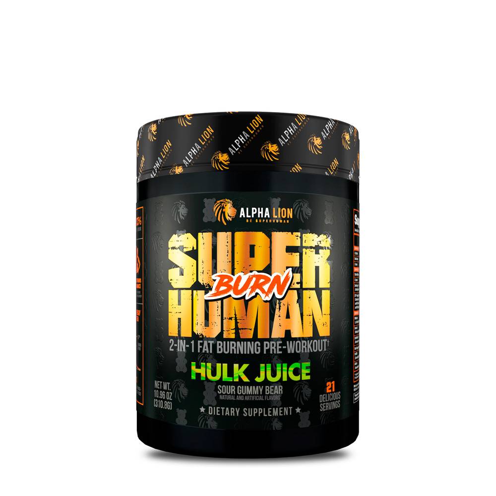 Alpha Lion Superhuman Burn 2-in-1 Fat Burning Pre-Workout (10.96 oz) (hulk juice - sour gummy bear)