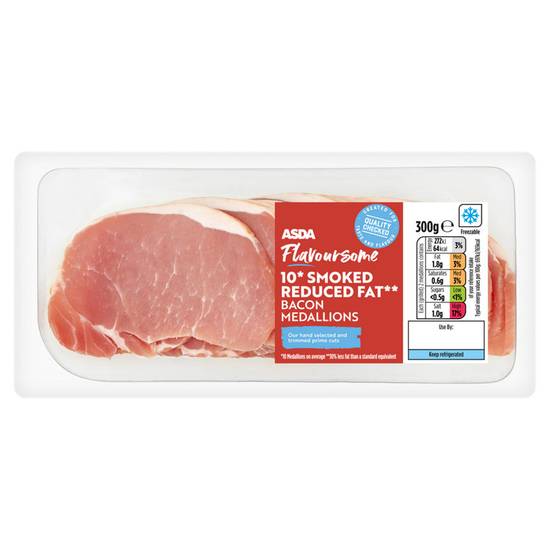 ASDA Flavoursome 10 Smoked Reduced Fat Bacon Medallions 300g