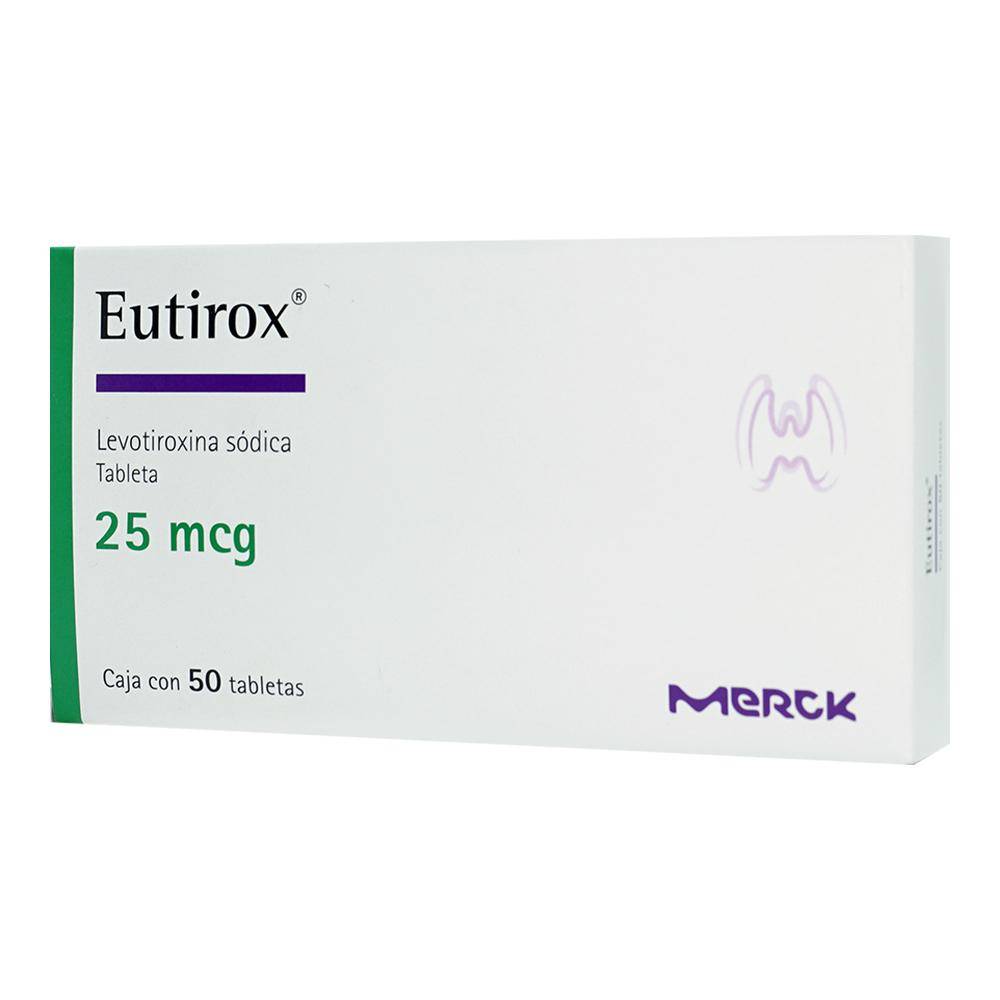 Merck eutirox levotiroxina sódica tabletas 25 mcg (50 piezas)