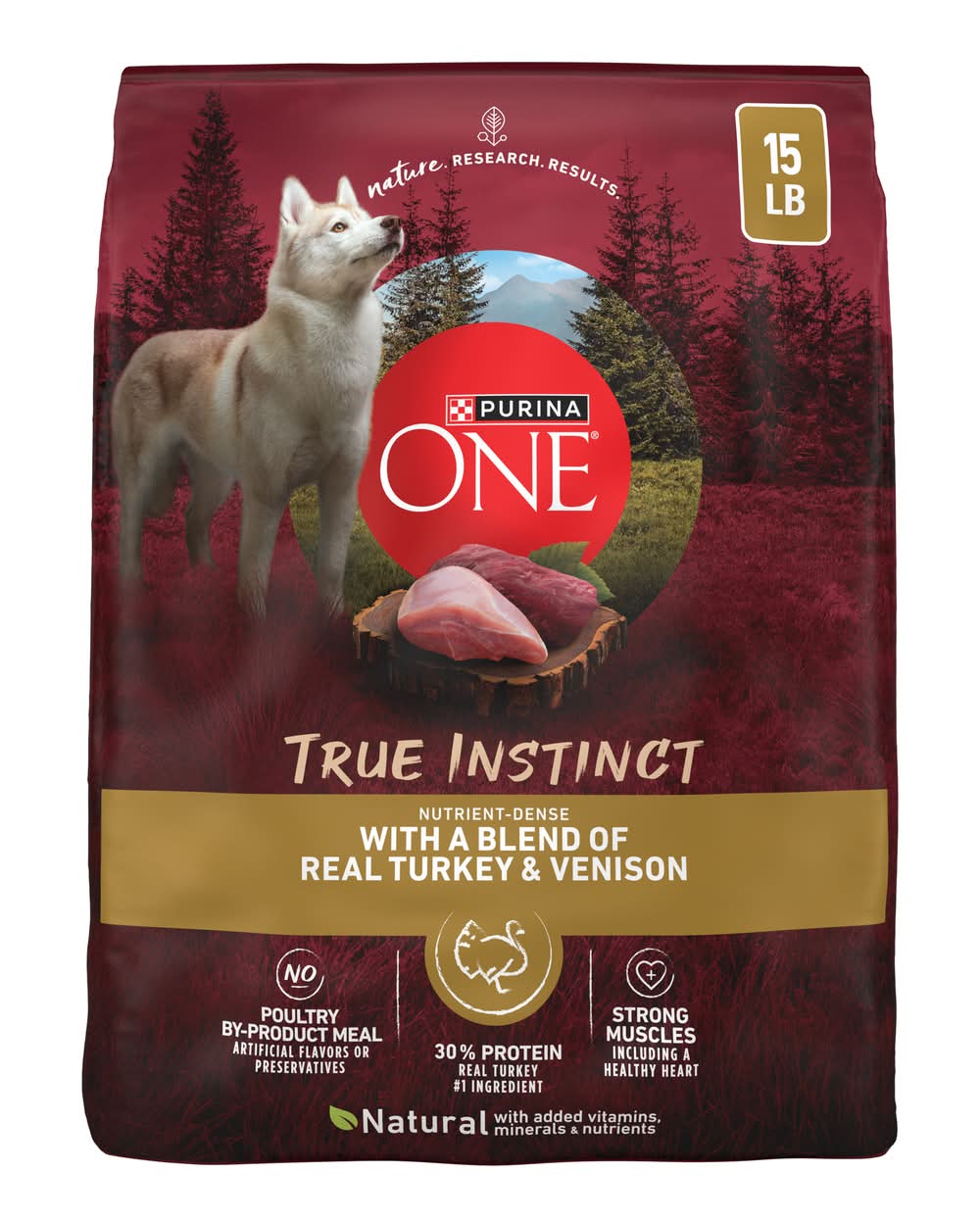 Purina One True Instinct Dry Dog Food, Real Turkey & Venison, Adult (15 lbs)
