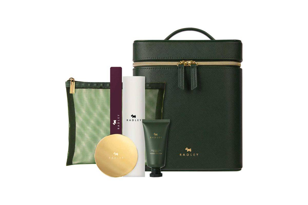 Radley Vanity Case With Cosmetic Pouch Mirror Nail File & Hand Cream