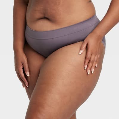 Women's Absorbent Seamless Bikini Period Underwear - Auden™ Mauve Gray XXL: Midweight Knit, 4-Way Stretch
