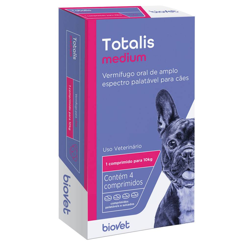 Biovet vermífugo totalis medium para cães (4 comprimidos)