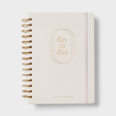 up&up Designworks Ink Undated Twin Wire Leatherette Planner, Pink