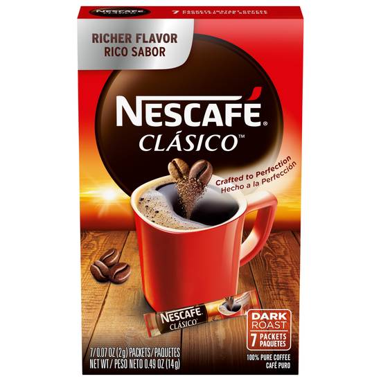 Nescafé Clasico Dark Roast Instant Coffee (7 ct, 0.07 oz)
