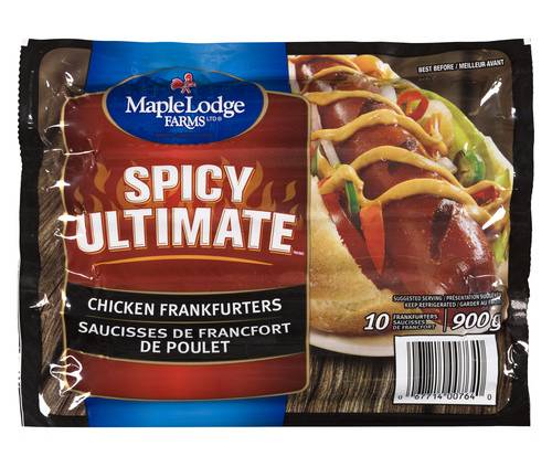 Maple Lodge Farms Spicy Ultimate Chicken Frankfurters (900 g, 10 ct)